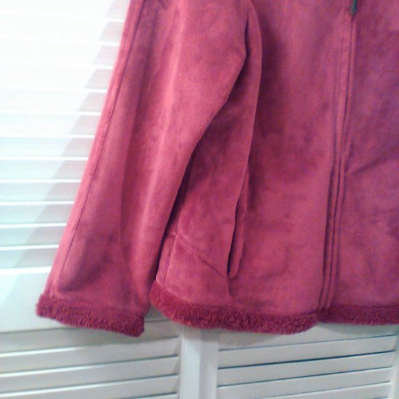 GreenTea Jackets & Coats Green Tea Xl Pink Zipped Fleece Jacket